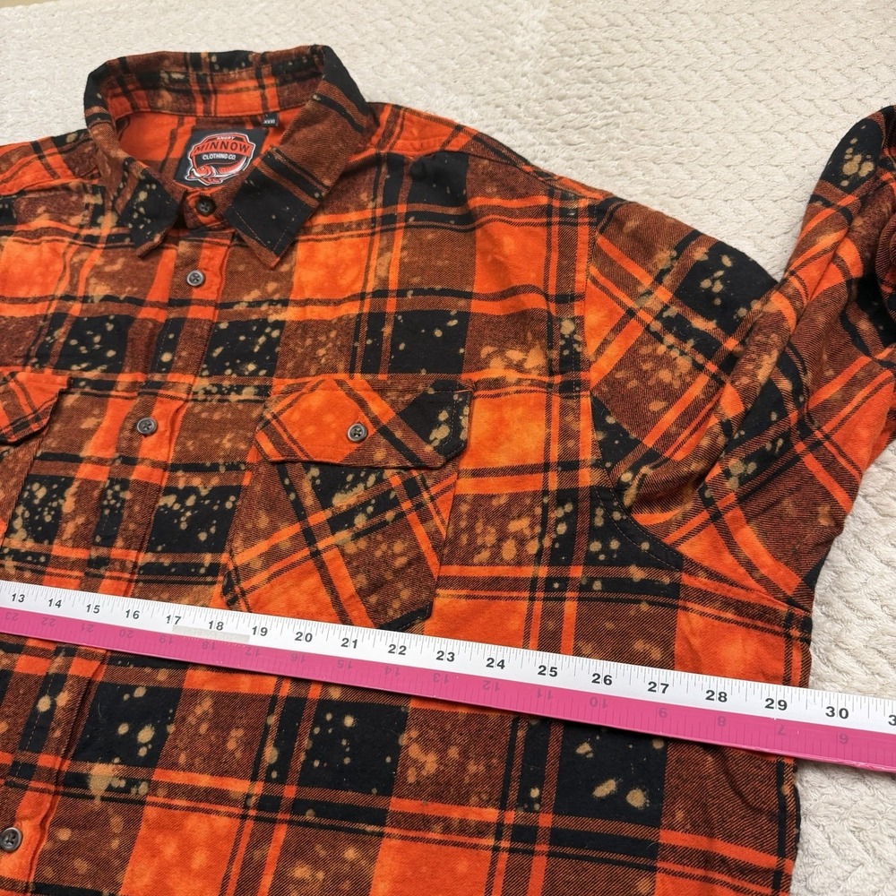 Angry Minnow Clothing Adult XXXL Long Sleeve Flannel Shirt Orange Up north cabin - Picture 5 of 9